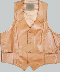 American Singer Charley Crockett Cowboy Brown Leather Vest For Men and Women