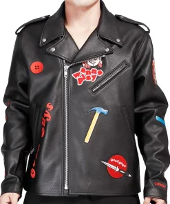 Fictional Character Chucky Good Guys Unisex Black Biker Leather Jacket