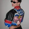Hailey Bieber 90s Vintage Pink Panther Leather Jacket