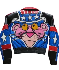 Hailey Bieber 90s Vintage Pink Panther Unisex Biker Leather Bomber Jacket