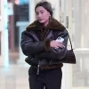 Hailey Bieber Black Shearling Leather Jacket