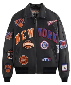 New York Knicks 2025 Hailey Bieber Unisex Black bomber Leather jacket
