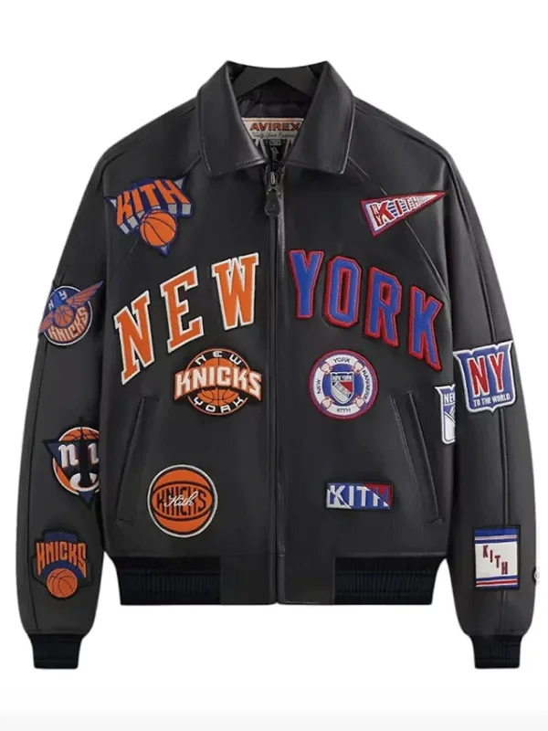 New York Knicks 2025 Hailey Bieber Unisex Black bomber Leather jacket