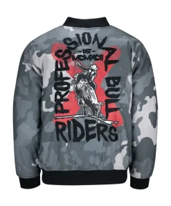 Professional Bull Riders 1992 Unisex Camo Cotton Bomber Jacket For Rodeo Events