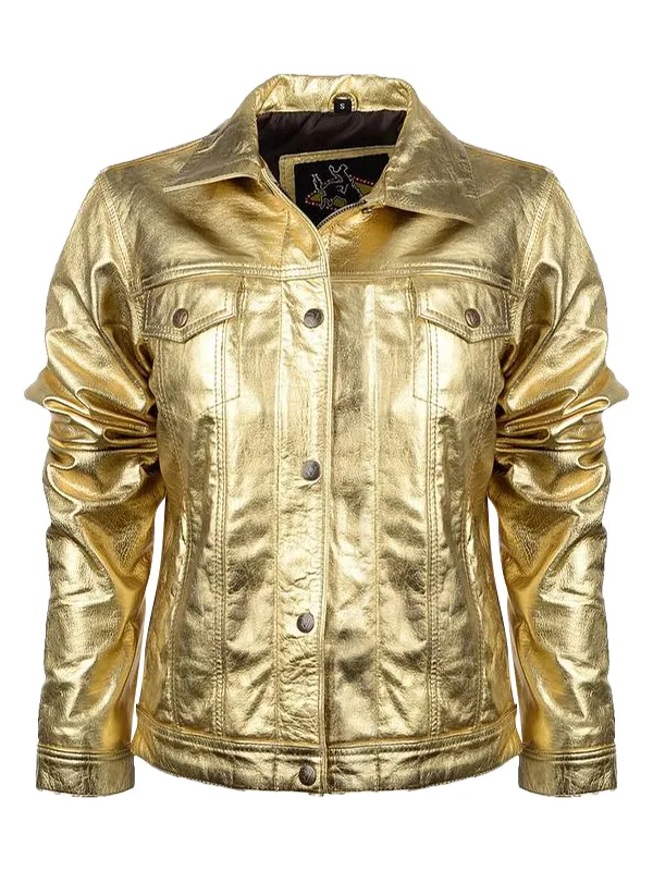 Rodeo Vegas Gold Metallic Unisex Leather Jacket