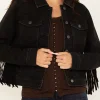 Rodeo Women Outlaw Fringe Denim Trucker Jacket