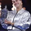 US Open 2025 Champion Aryna Sabalenka Silver Cropped Jacket