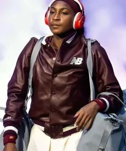 US Open 2025 Coco Gauff Unisex Brown Leather Jacket