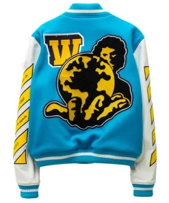 Vars World Blue and White Wool Bomber Varsity Jacket For Men and Women