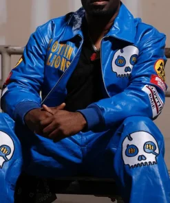 WNBA 2025 Atlanta Dream Rhyne Howard Broken Skull Unisex Blue Leather Jacket