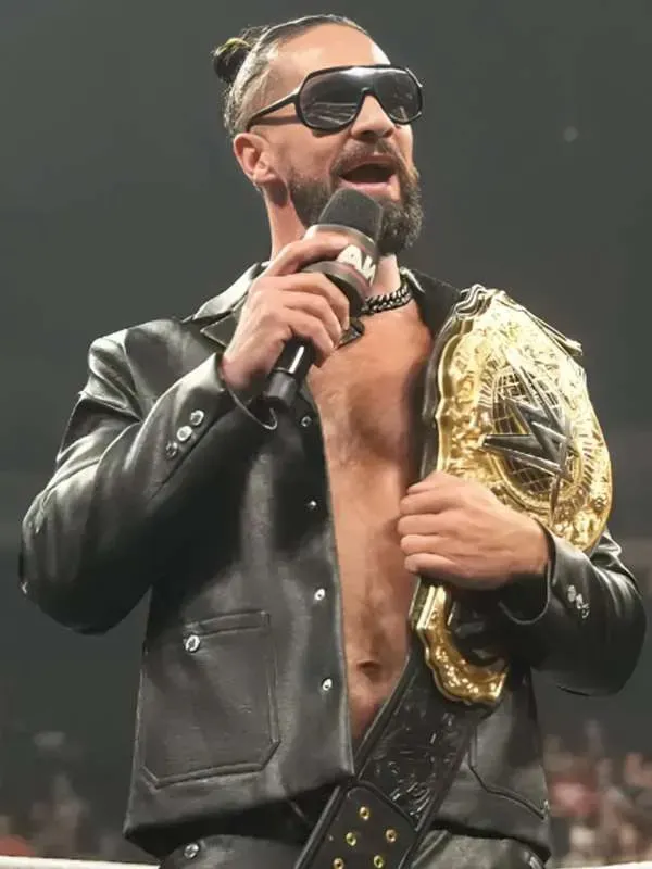 World Wrestling Entertainment Monday Night Raw 2025 Wrestlepalooza Seth Rollins Black Leather Jacket