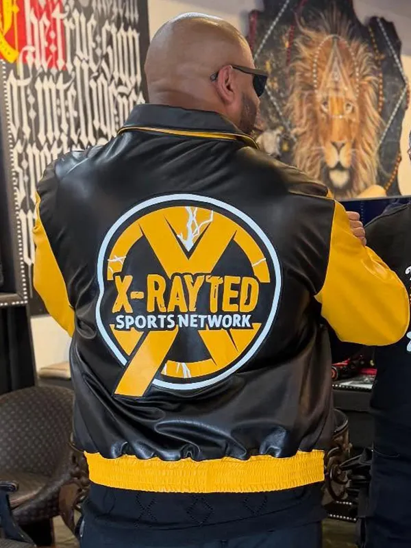 X-RAYTED Sports Network 2025 XSN Philip McDonald Jeff Hamilton Unisex Black and Yellow Leather Jacket