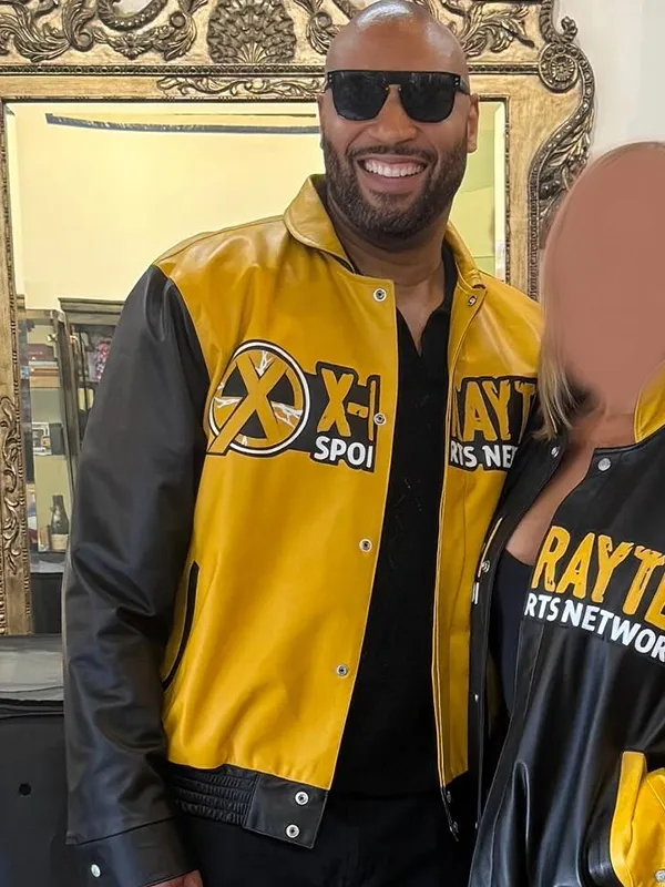 X-RAYTED Sports Network 2025 XSN Philip McDonald Jeff Hamilton Unisex Yellow and Black Leather Jacket