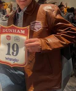 Canadian Finals Rodeo 2025 CFR Edmonton, AB Brown Contestant Leather Jacket