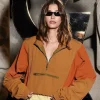 Hailey Bieber Paris 2025 Orange Anorak Windbreaker Jacket