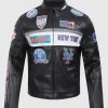 MLB New York Mets Black Leather Moto Jacket