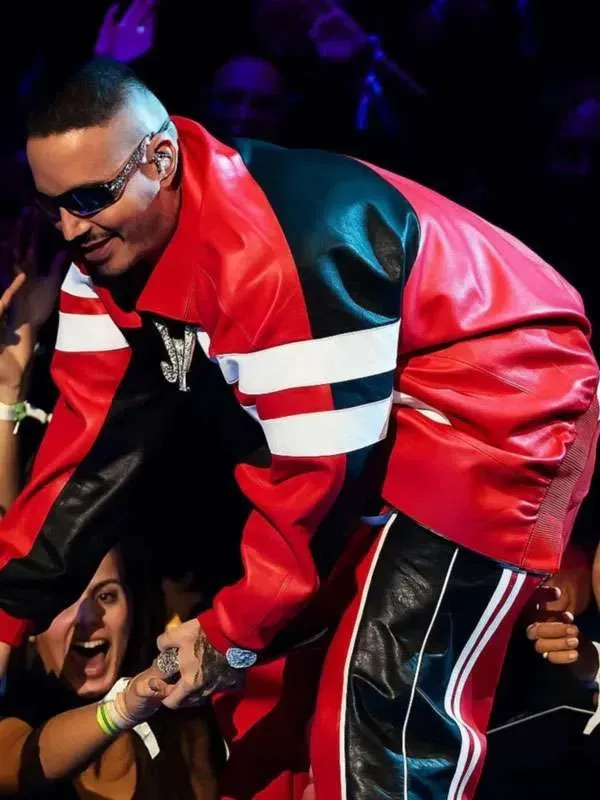 MTV Video Music Awards J Balvin Red Leather Jacket For Men and Women