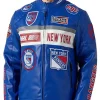 NHL 2025 New York Rangers Blue Moto Jacket