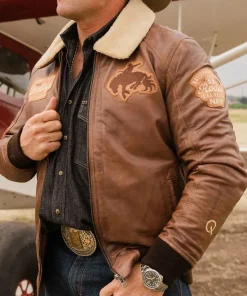 Professional Rodeo Cowboys Association 2025 NFR Las Vegas Unisex Shearling Leather Jacket