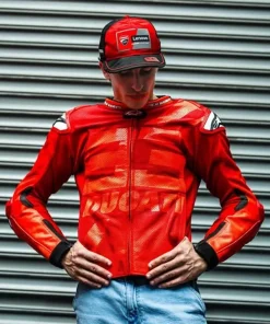 Spanish Motorcycle Racer Marc Márquez Alentà MM93 Ducati Red Moto Leather Jacket