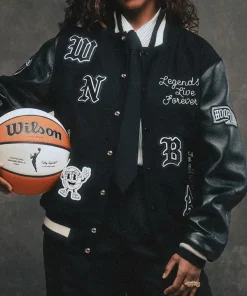 WNBA 2025 Finals Champions Las Vegas Aces Black Varsity Jacket