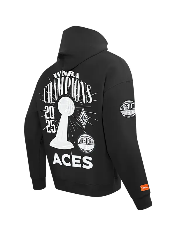 WNBA 2025 Western Conference Champions Las Vegas Aces Drop Shoulder Unisex Black Hoodie