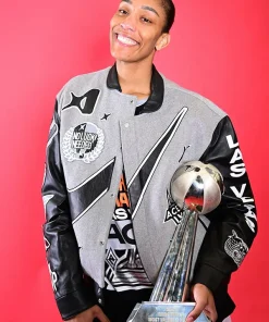 WNBA Champions No Luck Needed A’JA Wilson Las Vegas Aces Unisex Wool Varsity Jacket