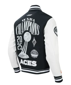 WNBA Finals Championship 2025 Las Vegas Aces Black and White Wool Jacket
