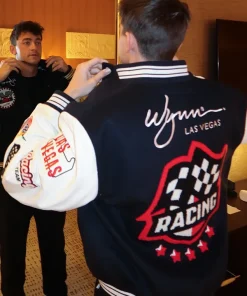 2025 Las Vegas GP Jeff Hamilton x Wynn Las Vegas Black and White Wool Varsity Racing Jacket