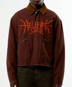 2025 TV Series Stranger Things S05 Hellfire Club Unisex Brown Cotton Garage Jacket