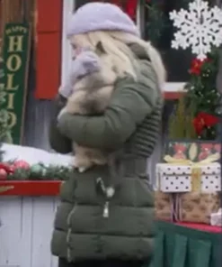 A Christmas Angel Match 2025 Movie Amanda Jordan Green Puffer Jacket