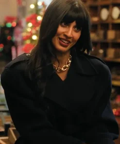 A Merry Little Ex-Mas Jameela Jamil Black Trench Coat