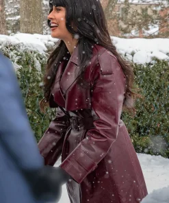 A Merry Little Ex-Mas Jameela Jamil Leather Trench Coat