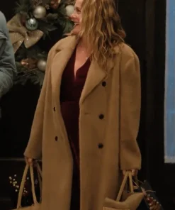 Alicia Silverstone 2025 Movie A Merry Little Ex-Mas Kate Holden Brown Shearling Long Coat