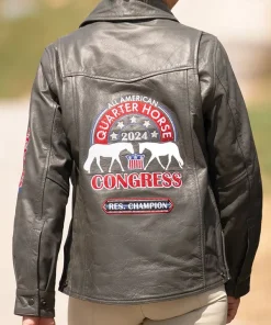 All American Quarter Horse Congress 2024 Black Leather Jacket