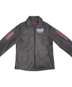 All American Quarter Horse Congress 2024 Black Leather Jacket For Men and Women
