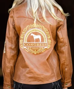 All American Quarter Horse Congress 2025 Western Cowgirls Brown Leather Jacket