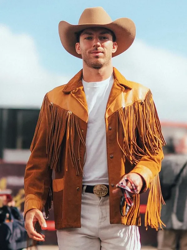 BWT Alpine Formula One Team Pierre Gasly Cowboy Style Unisex Brown Leather Jacket