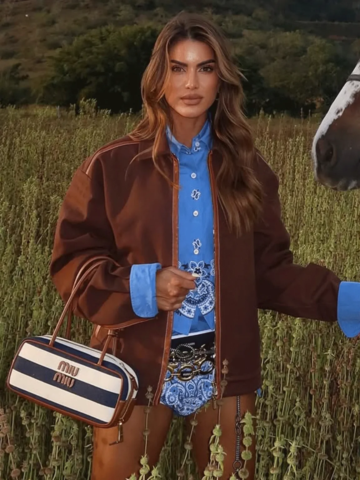 Camila Coelho MiuMiu Ranch Girl Brown Jacket