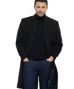Dylan A Keller Christmas Vacation 2025 Movie Jonathan Bennett Black Wool Coat