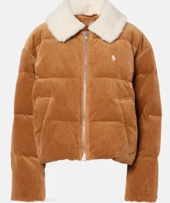 Emily Hall 2025 Movie A Merry Little Ex-Mas Sienna Holden Brown Shearling Corduroy Jacket