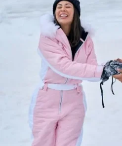 Finding Mr. Christmas 2025 Janel Parrish Pink Snow Suit