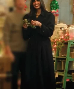 Jameela Jamil 2025 Movie A Merry Little Ex-Mas Tess Black Wool Long Coat