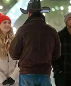 Movie A Royal Montana Christmas 2025 Warren Christie Brown Jacket