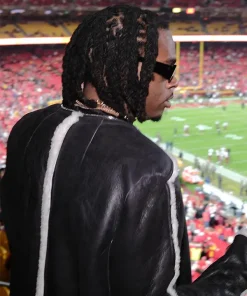 NFL Monday Night Football 2025 Kansas City Chiefs Game Gunna Black Shearling Leather Coat