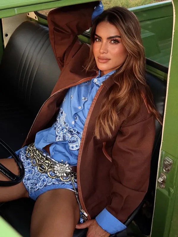 Rodeo las Vegas MiuMiu Ranch Girl Camila Coelho Brown Cotton Jacket