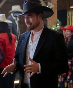 Warren Christie 2025 Movie A Royal Montana Christmas Huntley Black Embroidered Blazer