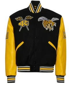 Alabama State Hornets 2025 Unisex Black and Yellow Wool Varsity Bomber Jacket