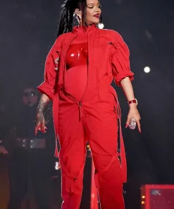 Rihanna Super Bowl Halftime 2023 Red Jumpsuit