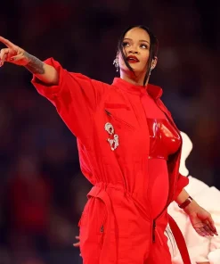 Super Bowl Halftime 2023 Barbadian Singer Rihanna Red Jumpsuit